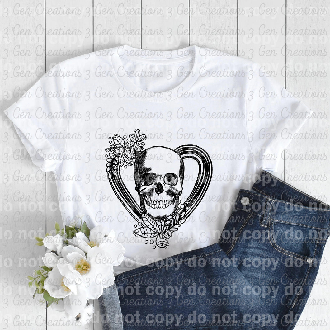 Floral heart skull