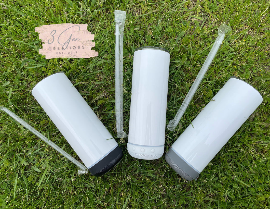 Custom 20 oz skinny Bluetooth tumbler